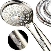 HotelSpa 9 Setting Luxury Brushed Nickel Hand Shower With Patented On Off Pause Switch