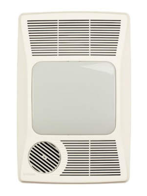 Broan 100HL Directionally-Adjustable Bath Fan with Heater and Incandescent Light 