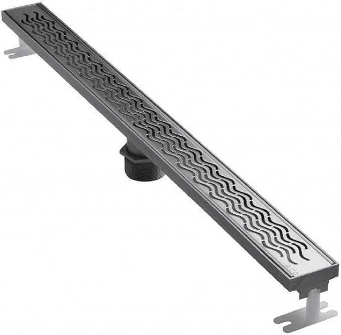 ACO Quartz Plus Linear Shower Drain, Wavy Grate