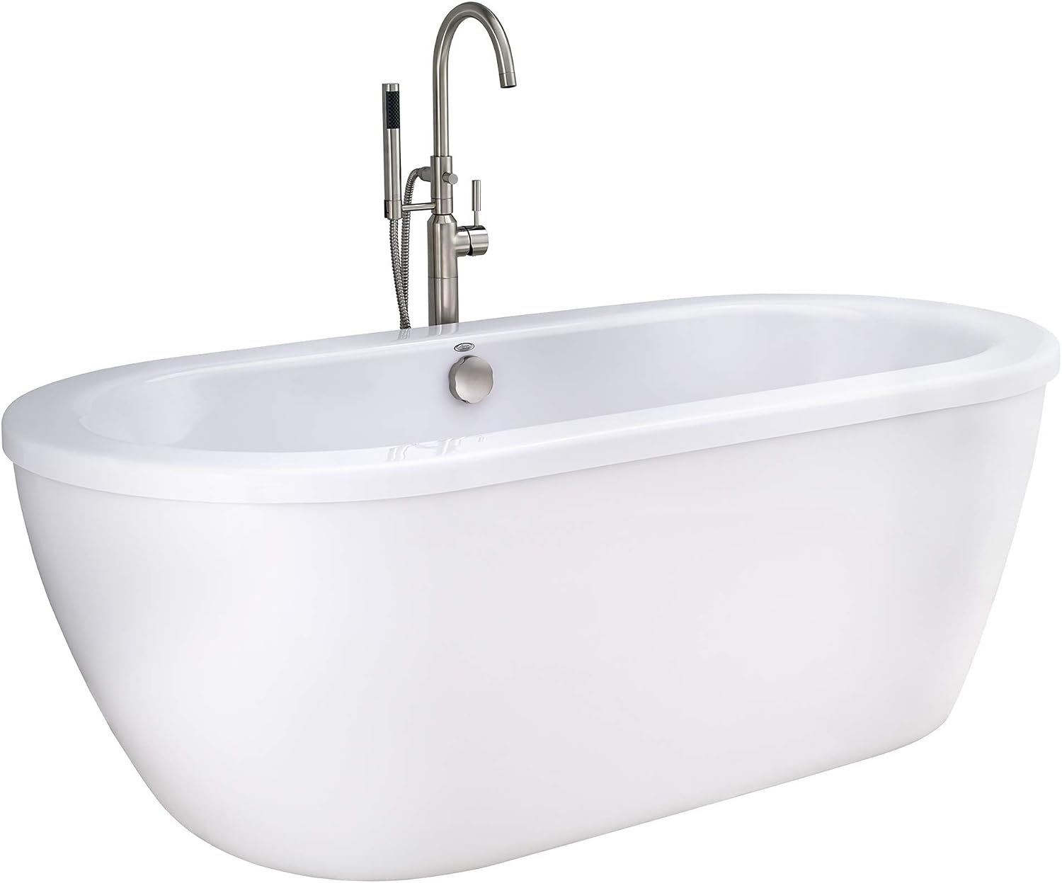 American Standard 2764014M202.011 Cadet Freestanding Tub with Filler, Hand Shower and Drain, Arctic White