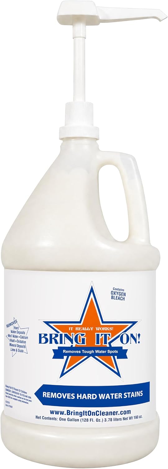 Bring It On Cleaner Hard Water Stain Remover for Glass, 1 Gallon with Pump