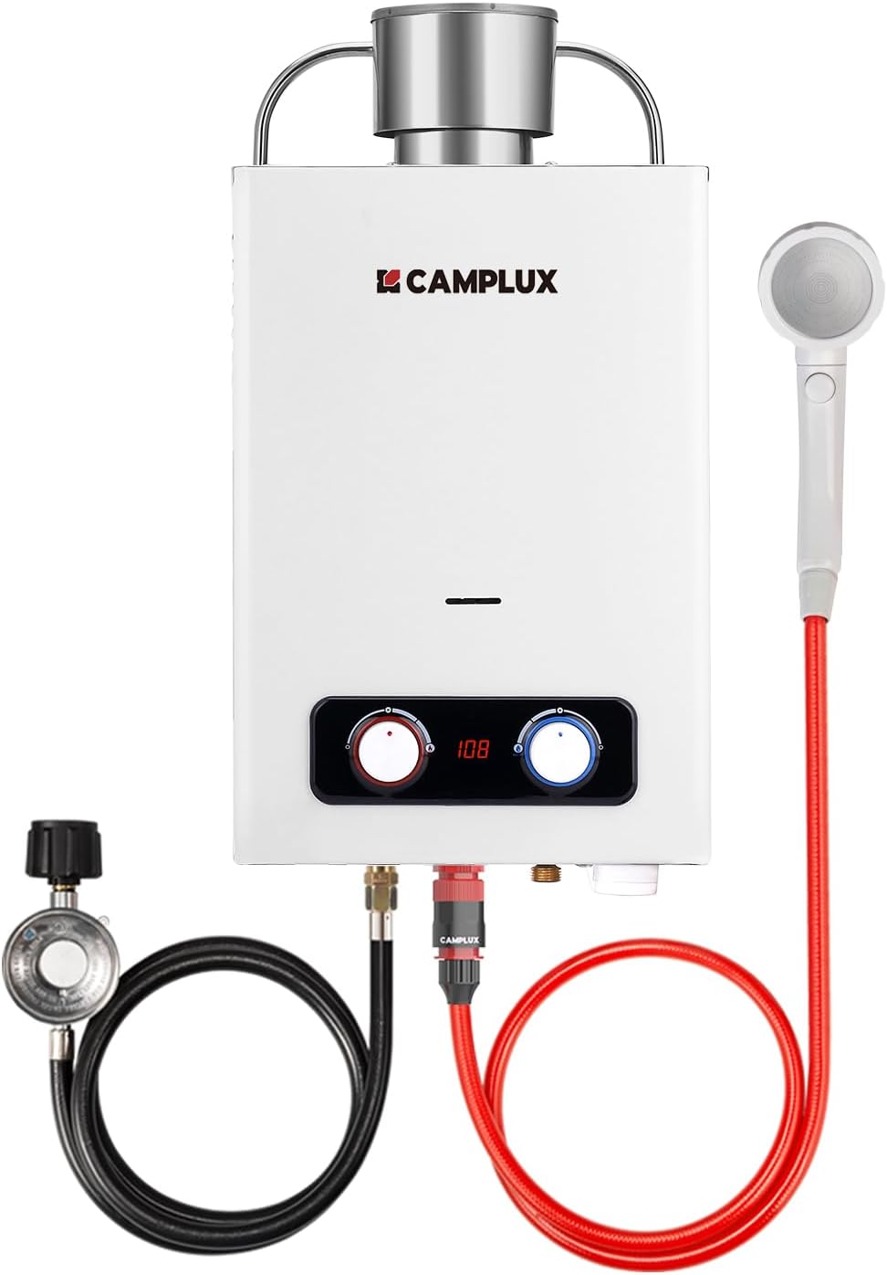 CAMPLUX BD158C Portable Tankless Water Heater, 1.58 GPM, 41,000 BTU, with Rain Cap