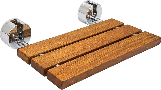 Clevr 20" Teak Folding Shower Seat Bench