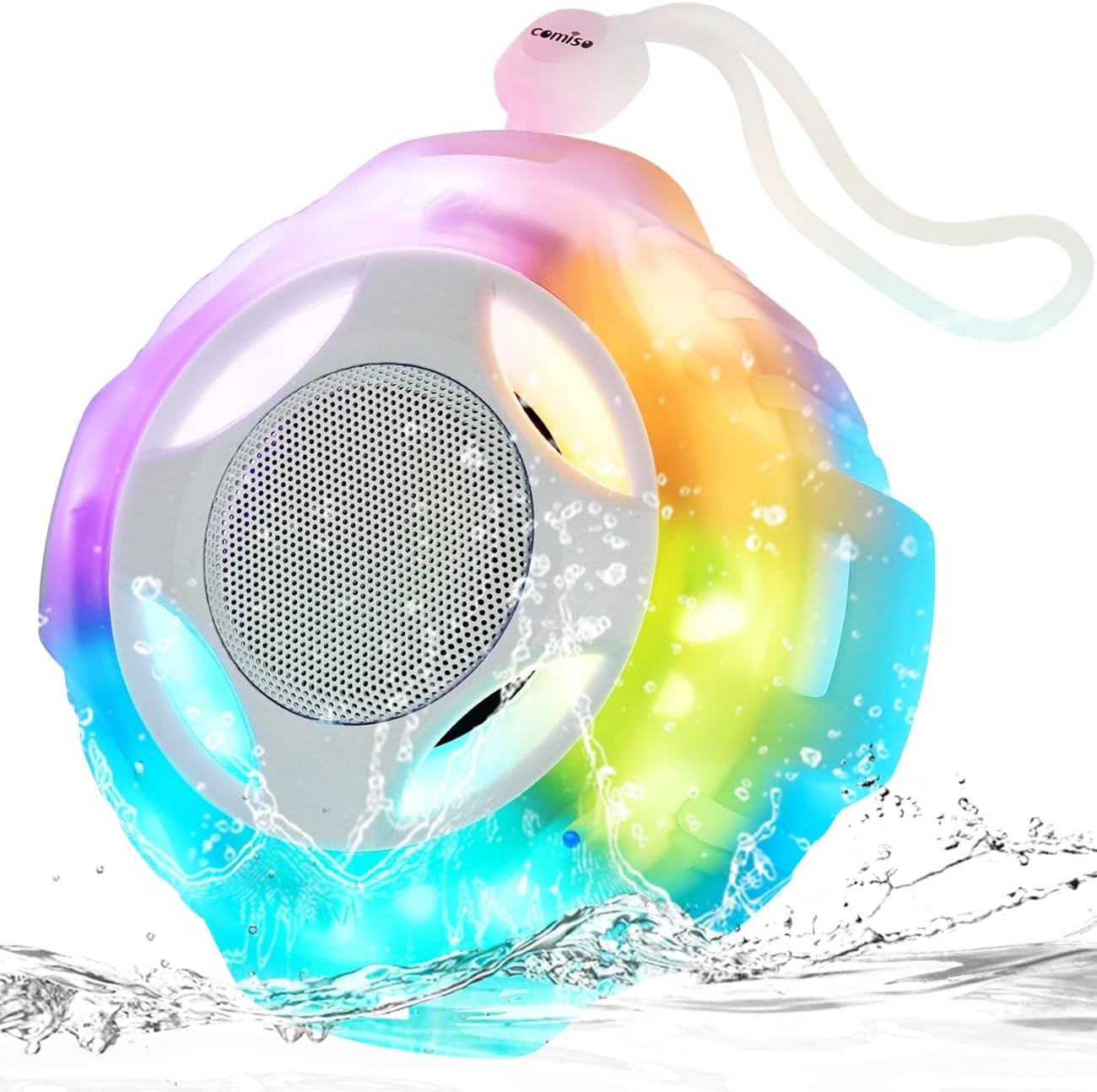 comiso Bluetooth Shower Speaker, IPX7 Waterproof with Robust Bass and TWS Pairing