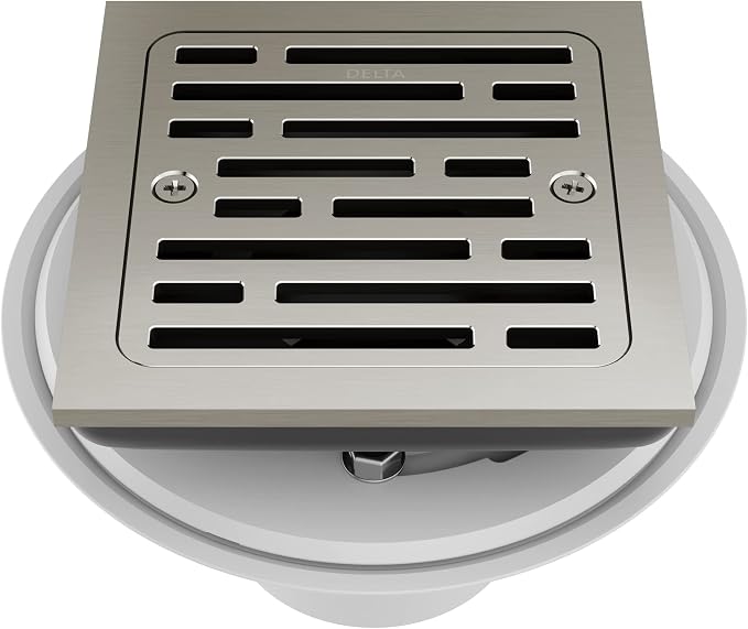 Delta 4" Tile-In Square Shower Floor Drain, Brushed Nickel