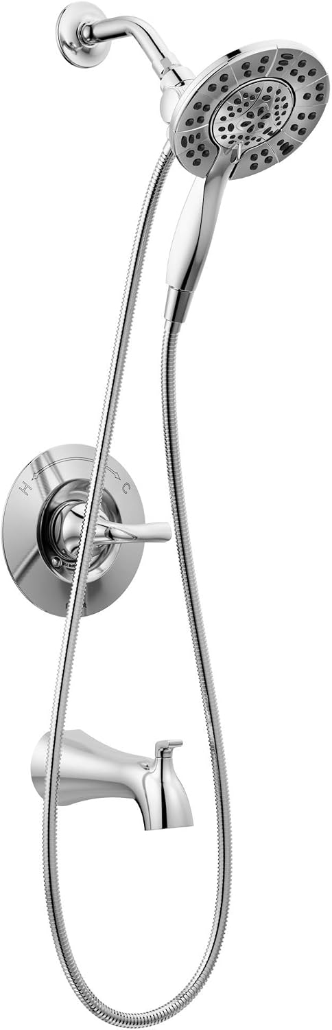 Delta Arvo 14 Series Tub and Shower Faucet Set with In2ition 2-in-1 Dual Shower Head, Chrome