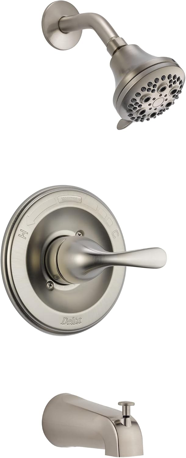 Delta Classic 13 Series 5-Setting Bathtub and Shower Faucet Set, Brushed Nickel