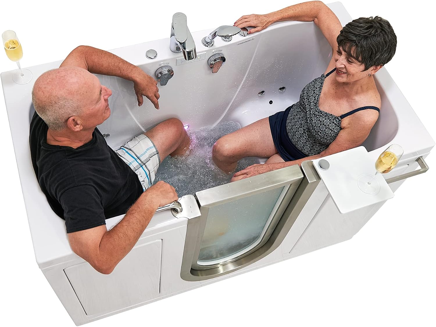 Ella Companion 32" x 60" Air + Hydro + Foot Massage Two-Seat Walk-In Tub