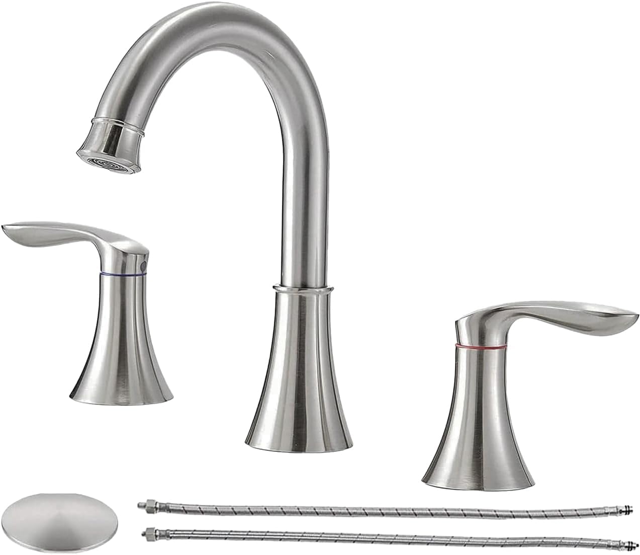 Friho 8-Inch Widespread 3-Hole Bathroom Faucet, Brushed Nickel, 2-Handle