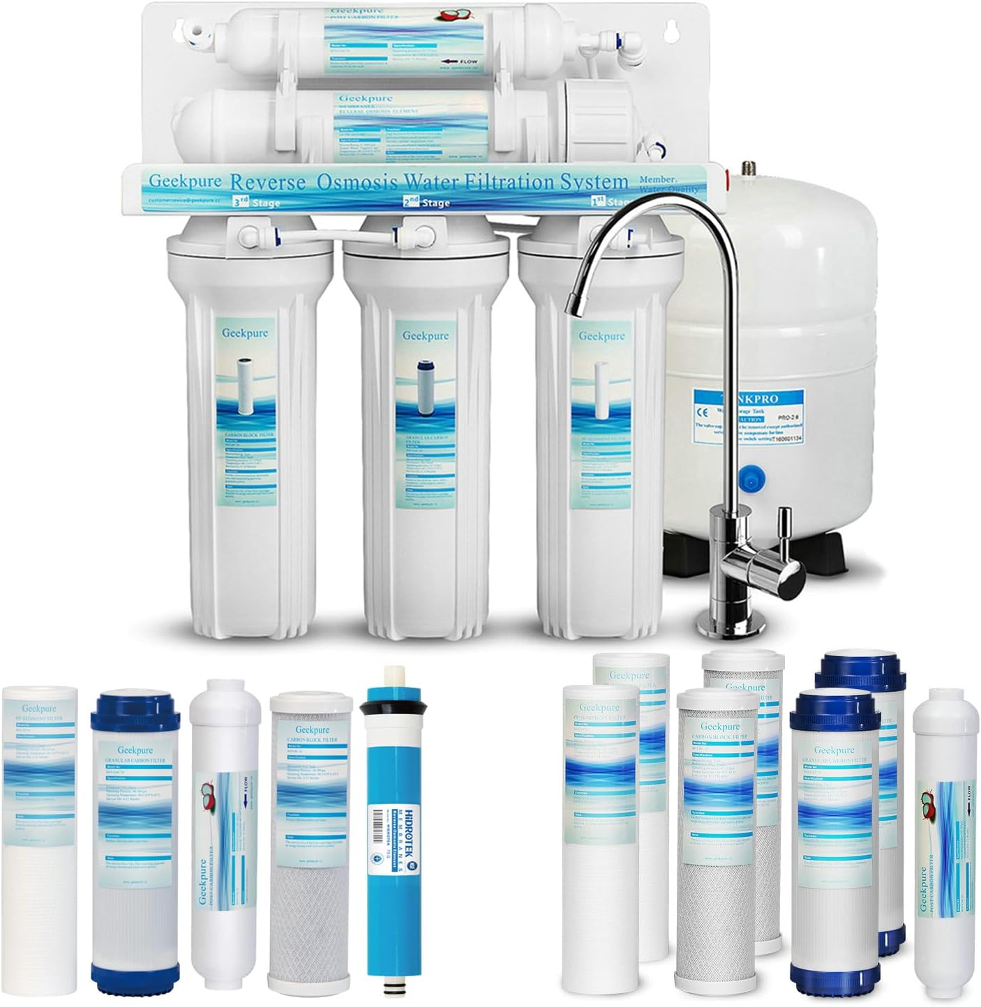 Geekpure 5-Stage Reverse Osmosis RO Drinking Water Filter System, 75 GPD