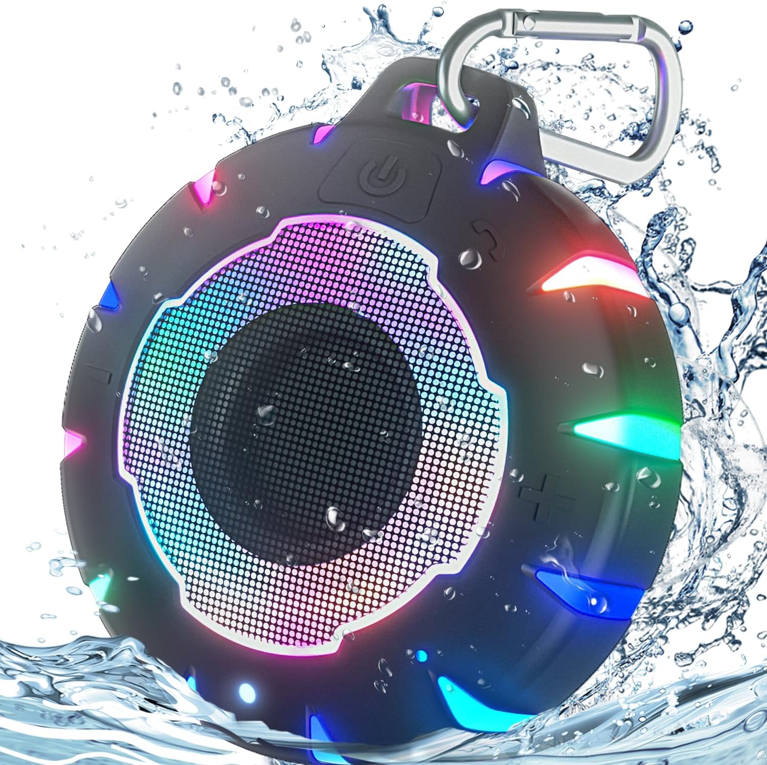 HEYSONG Bluetooth Shower Speaker, IP67 Waterproof, Portable with LED Lights