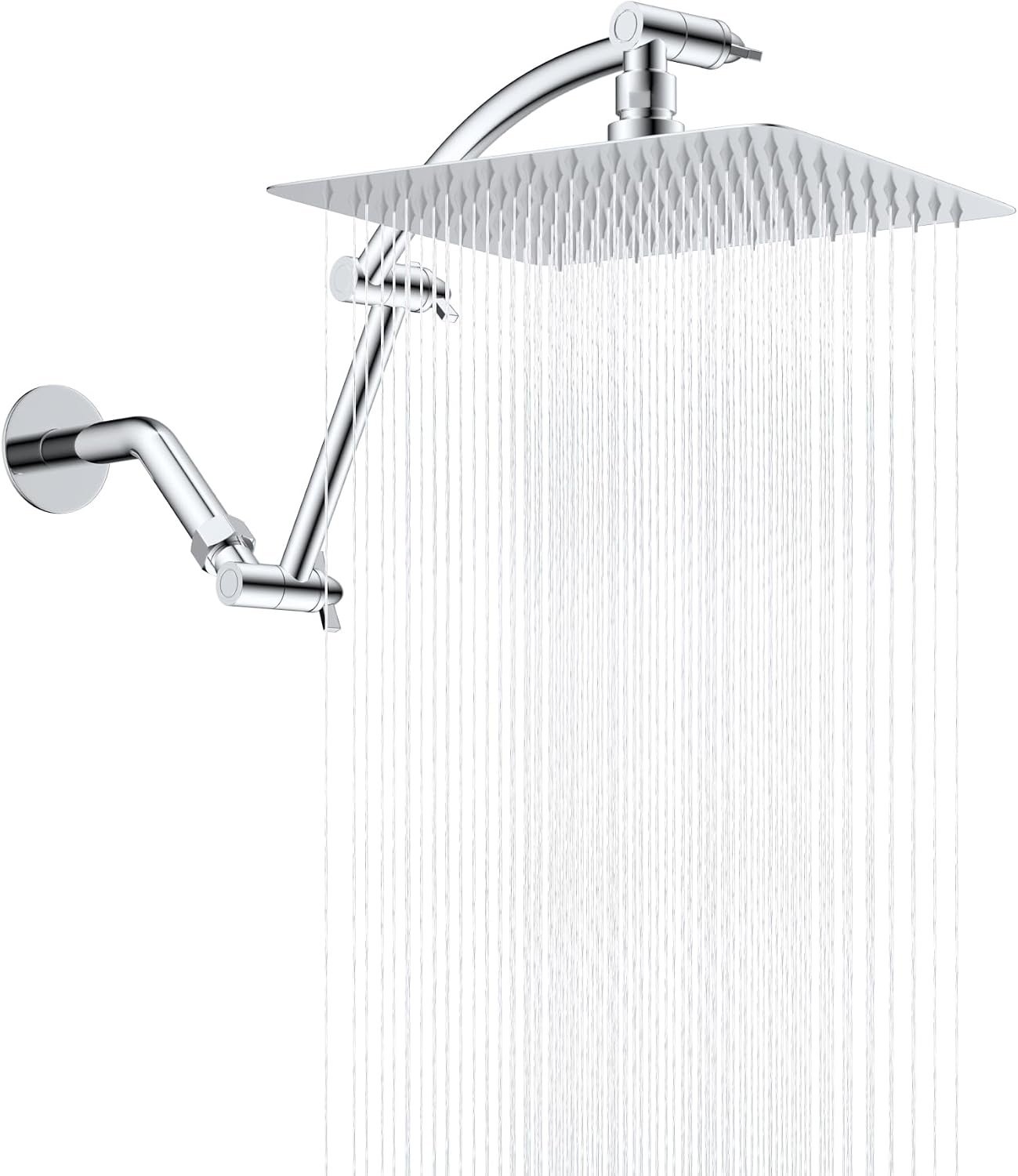 Hibbent All-Metal 10-Inch Rain Shower Head with 16-Inch Extension Arm, Chrome