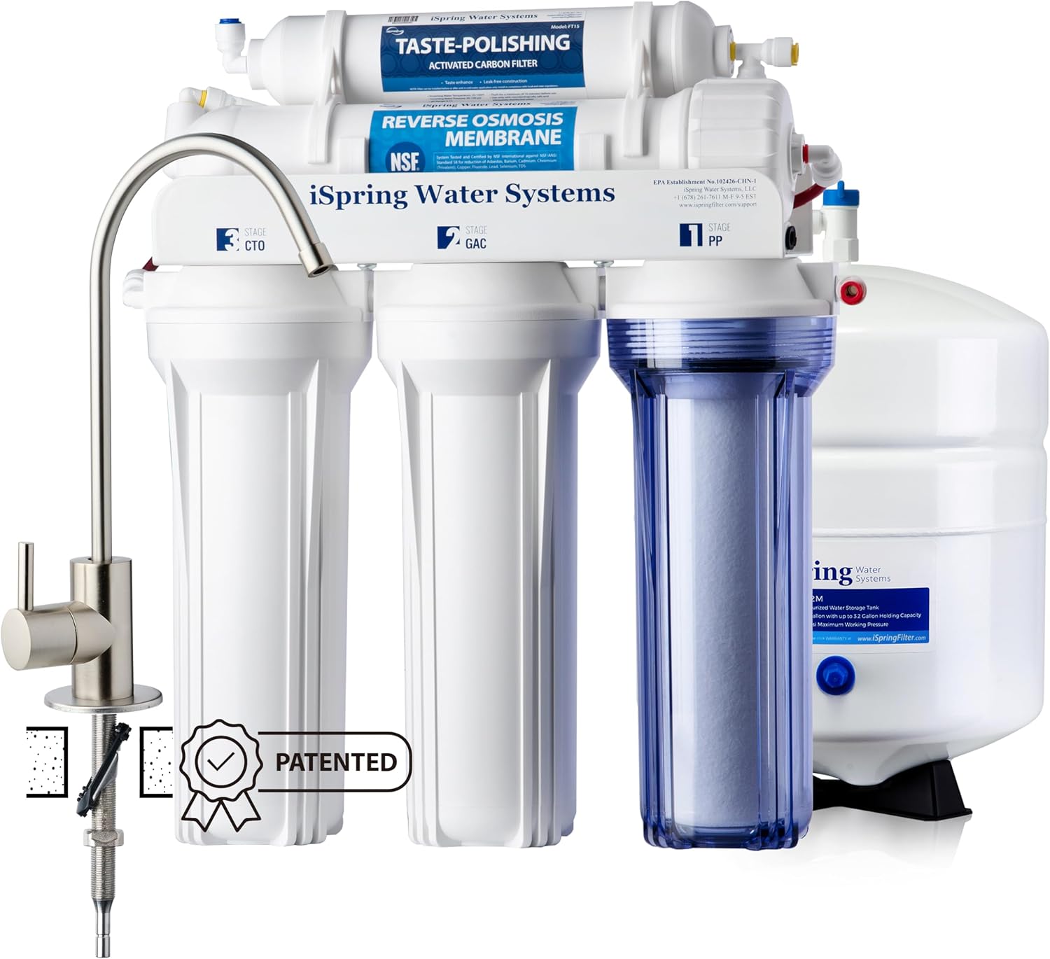 iSpring RCC7-BN 5-Stage Under Sink Reverse Osmosis Water Filter, 75 GPD, NSF Certified