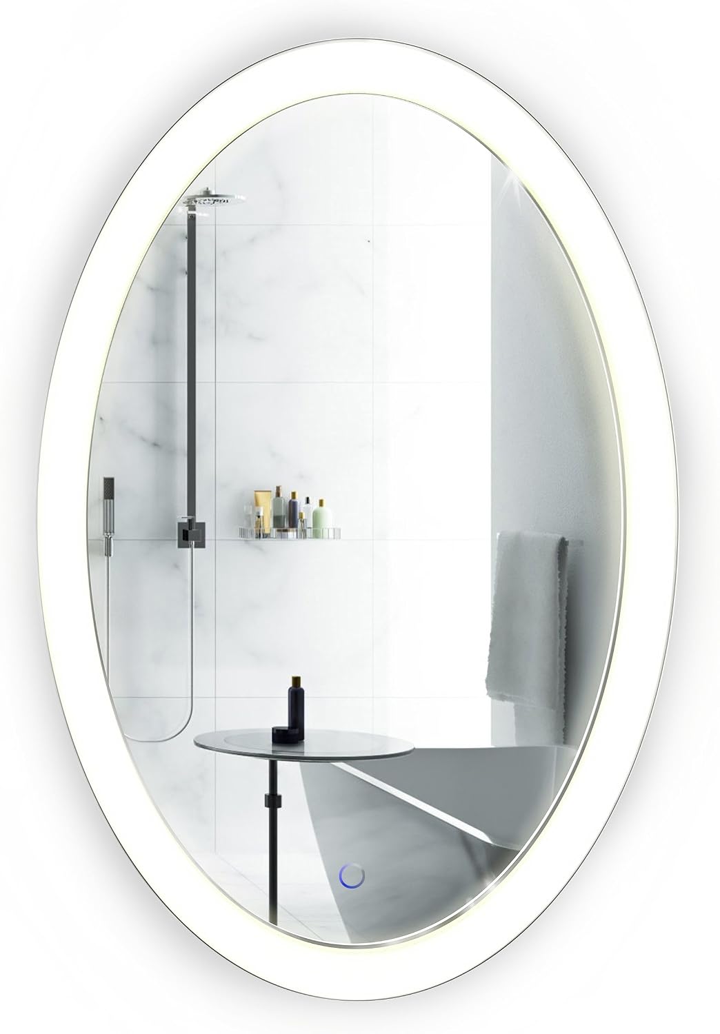 Krugg Oval LED Bathroom Mirror, 20" x 30", with Dimmer and Defogger