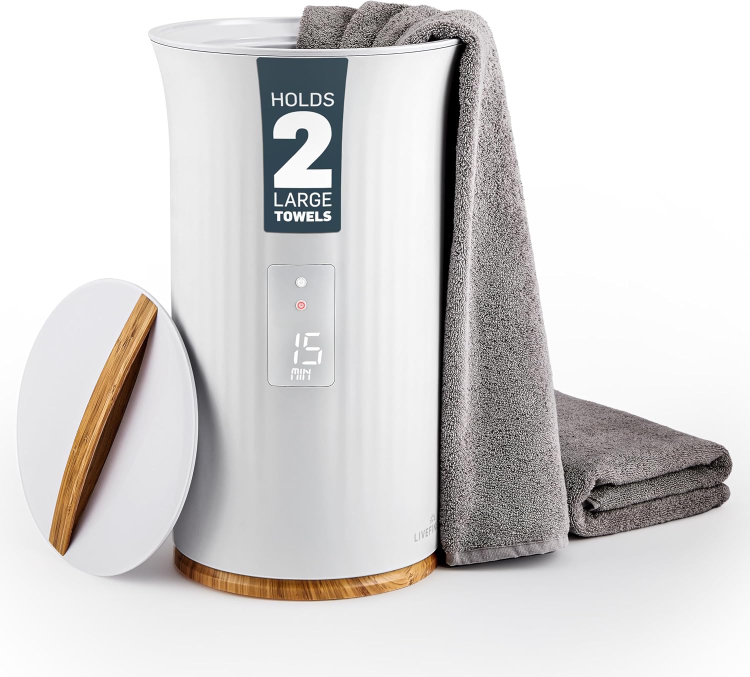 Live Fine Bucket Style Towel Warmer with LED Display and Adjustable Timer