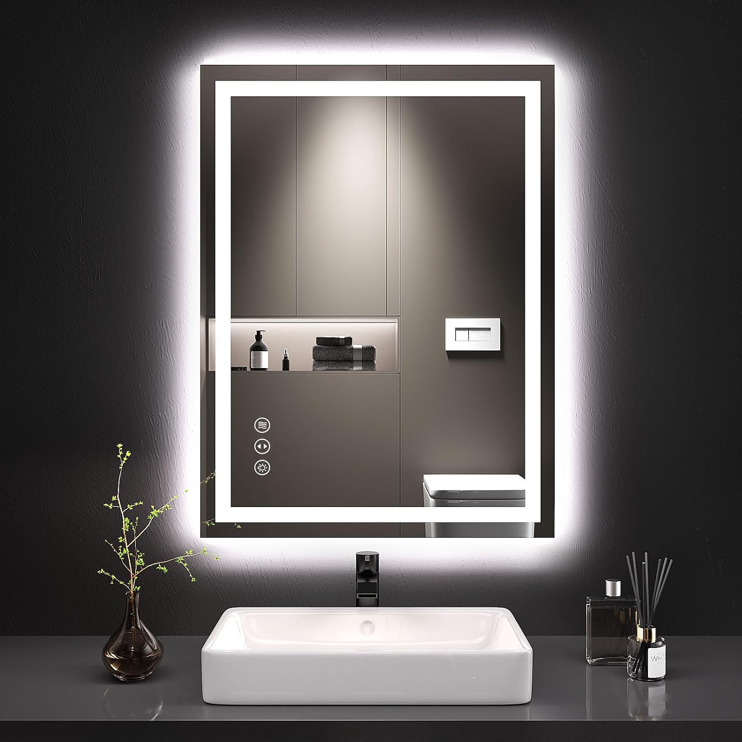 LOAAO 24" x 32" LED Bathroom Mirror with Lights, Backlit and Front-Lit, Anti-Fog