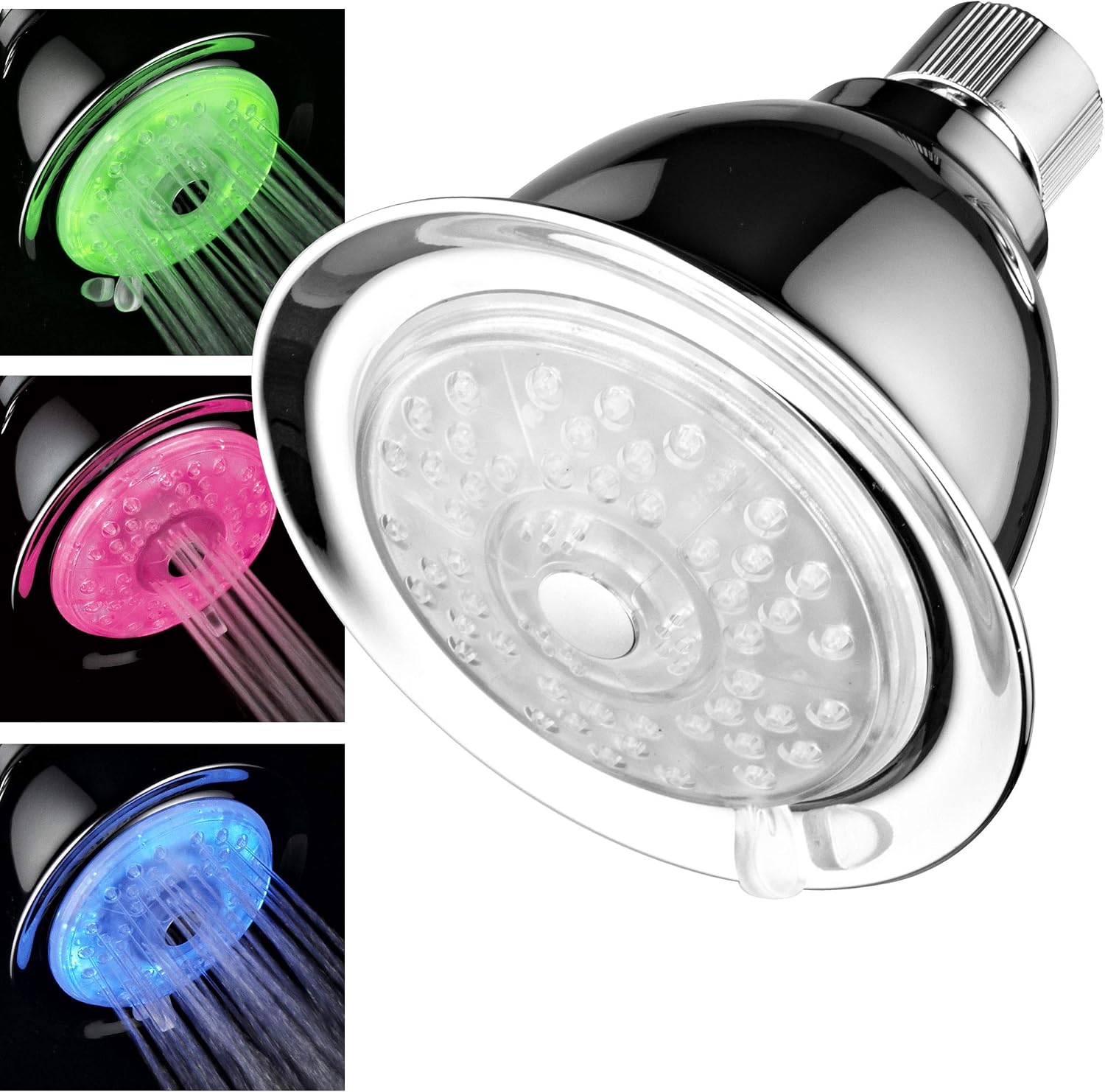 Luminex by PowerSpa 7-Color 4-Setting LED Shower Head with Air Jet Turbo Boost