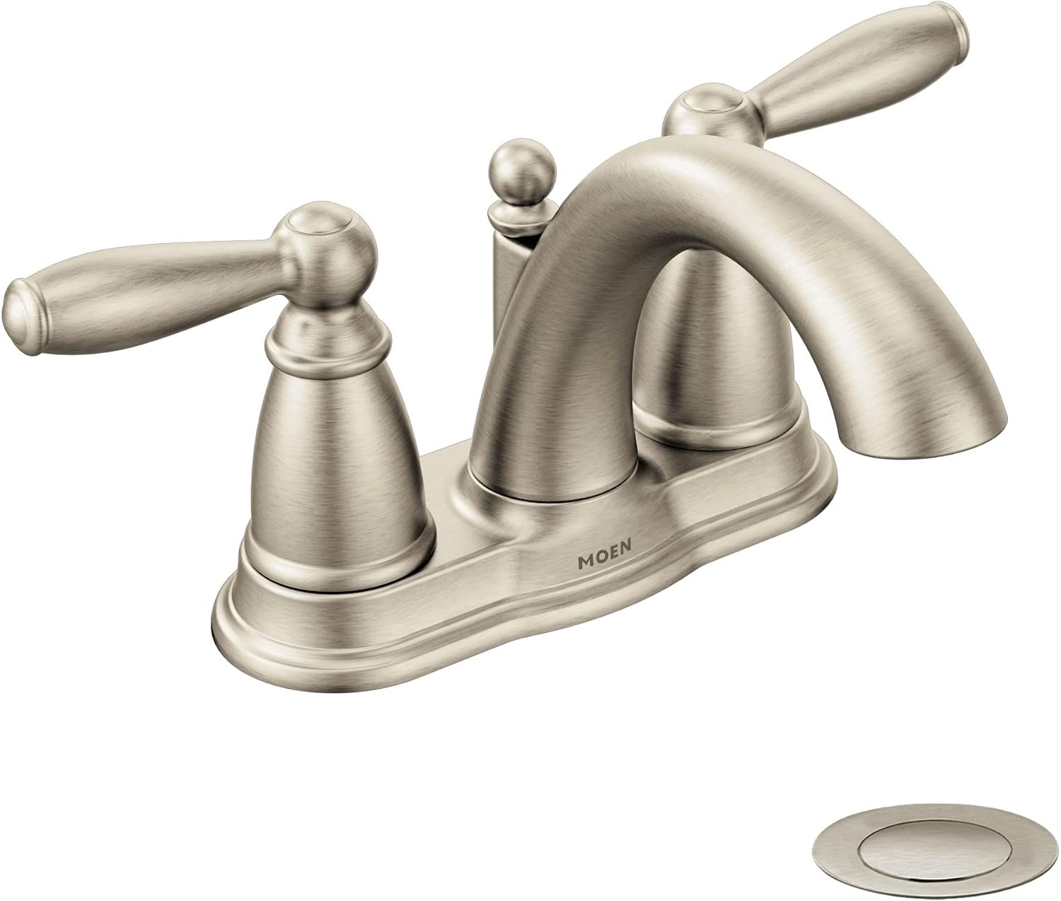 Moen Brantford Two-Handle Low-Arc Centerset Bathroom Faucet, Brushed Nickel 6610BN