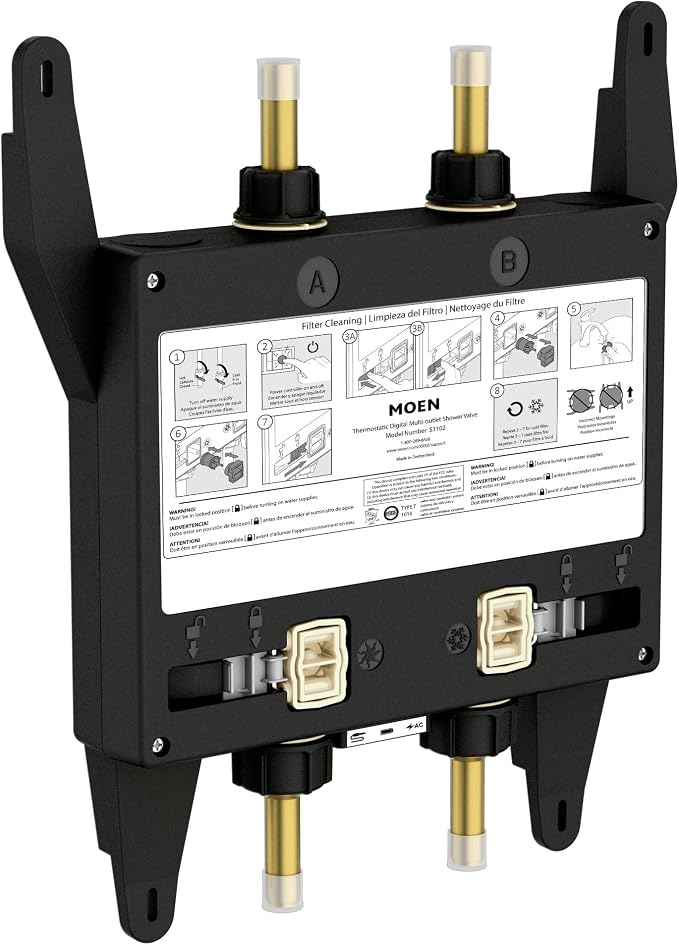 Moen S3102 Smart Water 2-Outlet Digital Thermostatic Shower Valve Kit