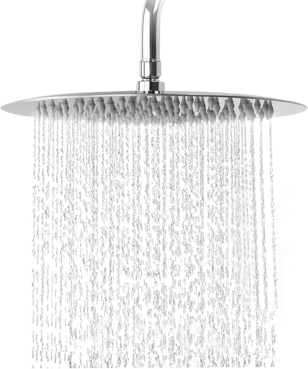NearMoon Ultra-Thin 10-Inch Stainless Steel Rain Shower Head, High Flow
