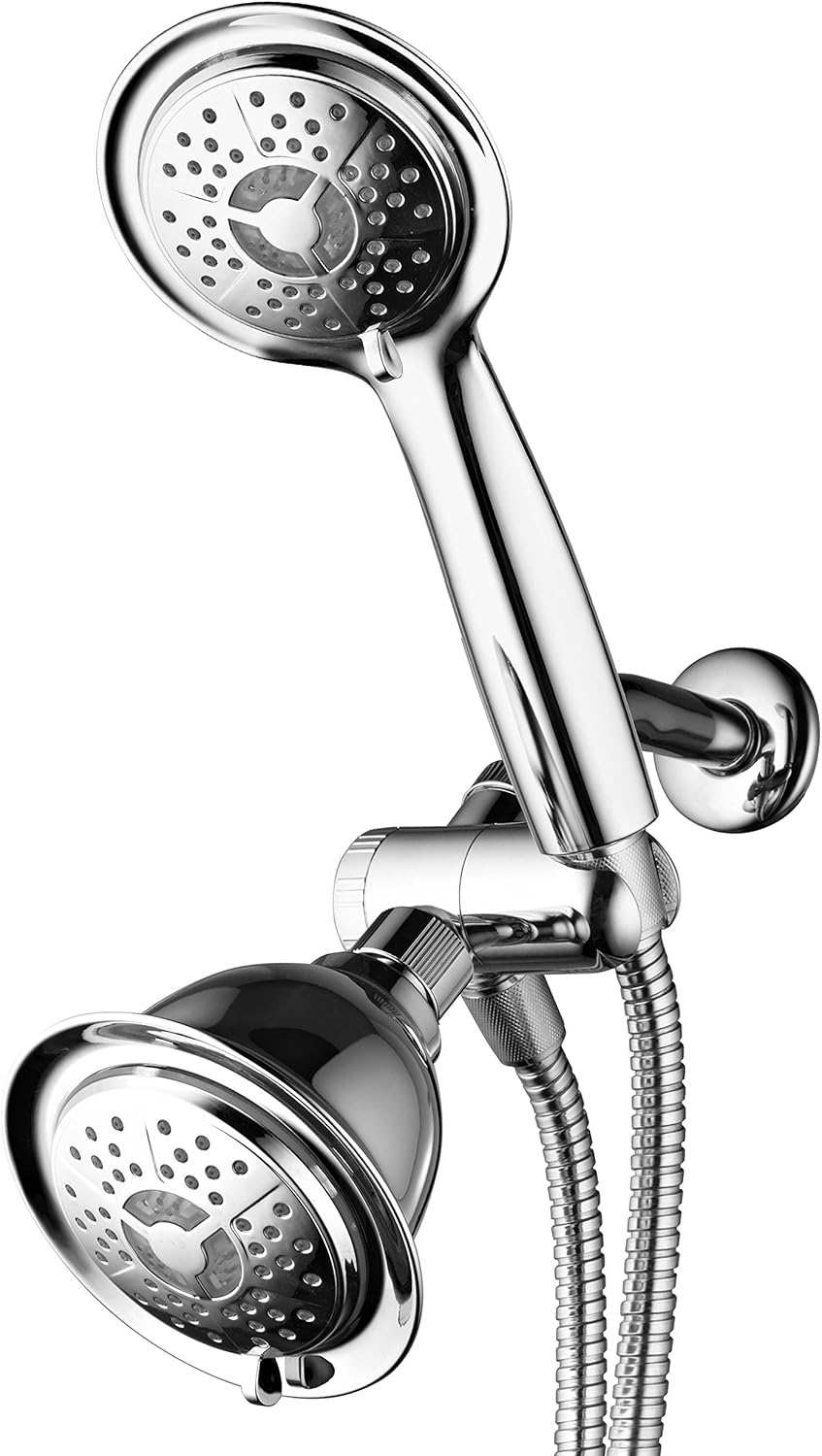 PowerSpa All-Chrome 7-Color LED Shower Head and Hand Shower Twin Combo