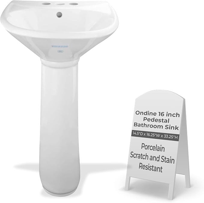 Renovators Supply Ondine 16" Space-Saving Pedestal Sink