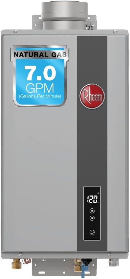 Rheem RTG Series 7.0 GPM Natural Gas Tankless Water Heater, Indoor, 160,000 BTU