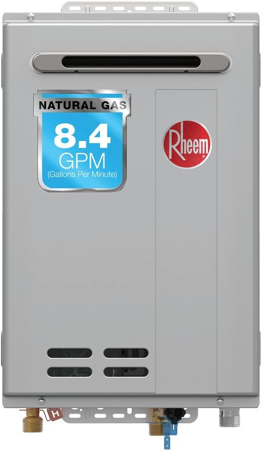 Rheem RTG Series 8.4 GPM Natural Gas Tankless Water Heater, Outdoor, 180,000 BTU