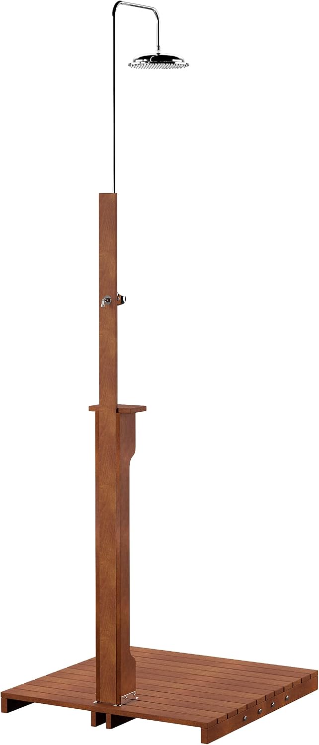 SEI Furniture Rain-Style Outdoor Shower, Oiled Eucalyptus