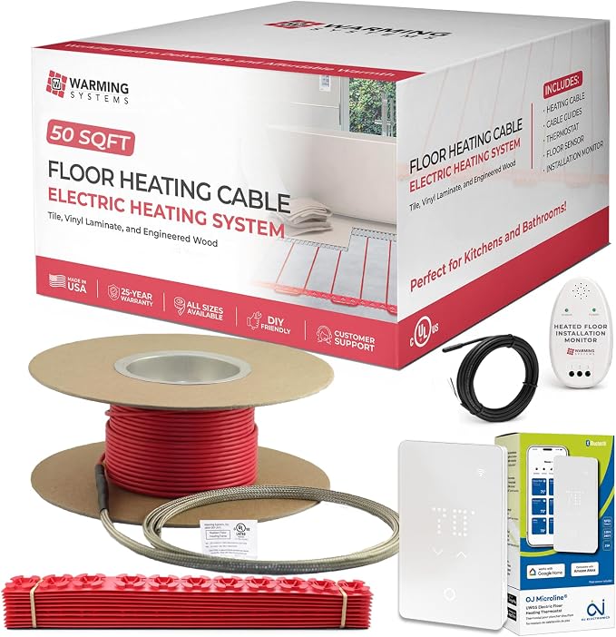 Warming Systems 50 Sq Ft Radiant Floor Heating Cable Kit