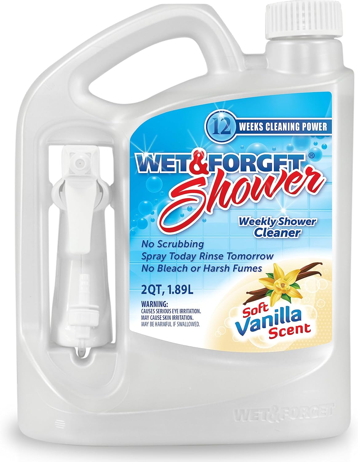 Wet & Forget Shower Cleaner Spray, No Scrub, Vanilla Scent, 64 oz