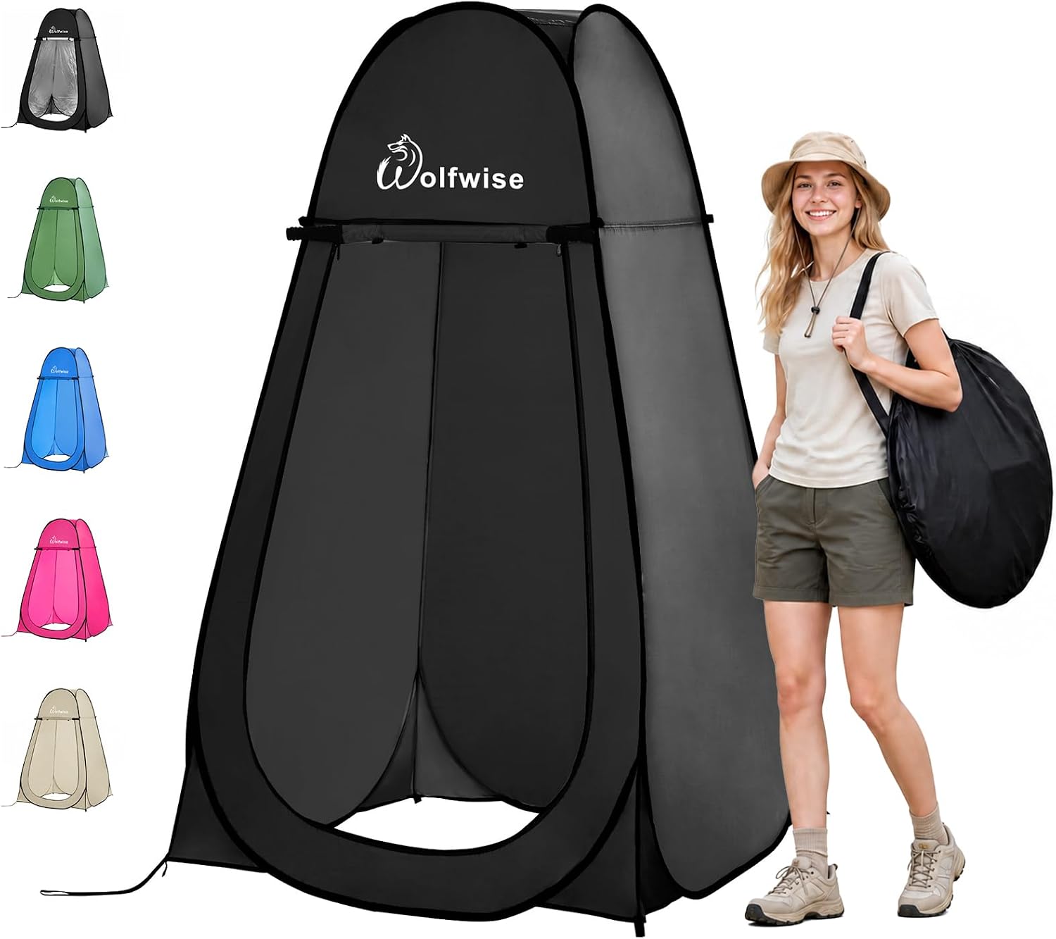 WolfWise Pop-Up Shower Tent for Camping, Compact and Lightweight