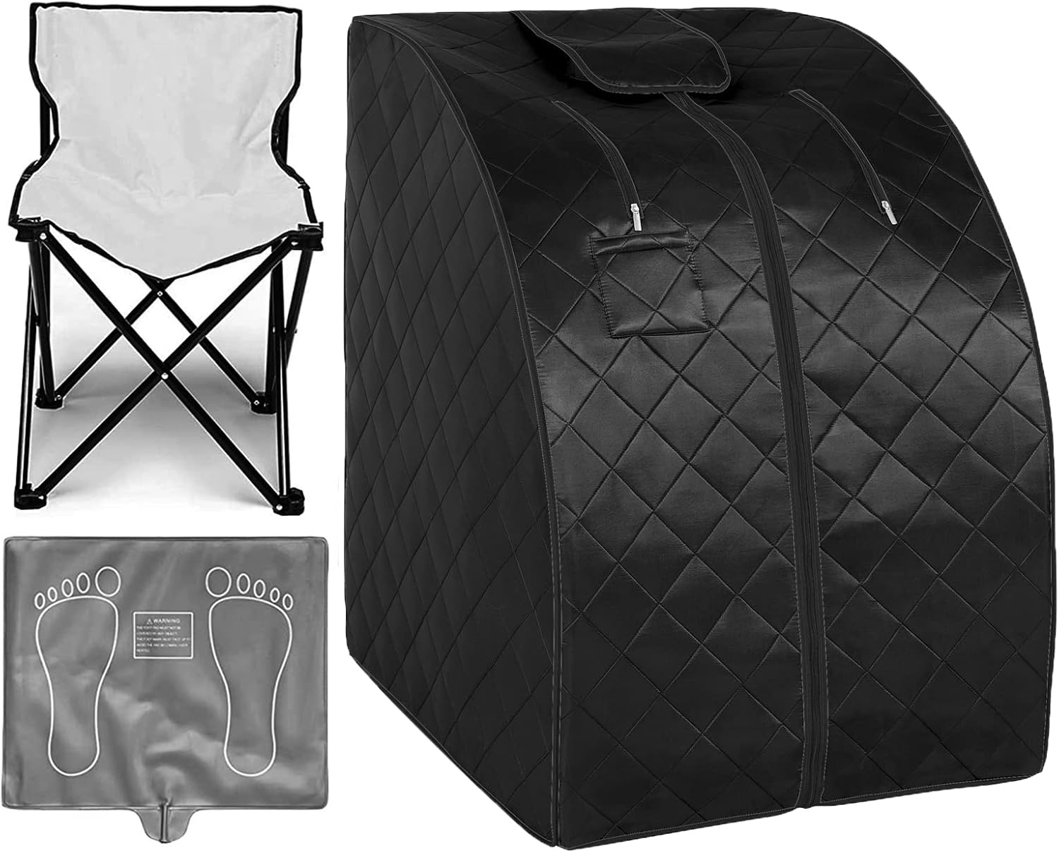 ZONEMEL Portable Infrared Sauna, 1 Person, with Heating Foot Pad and Chair